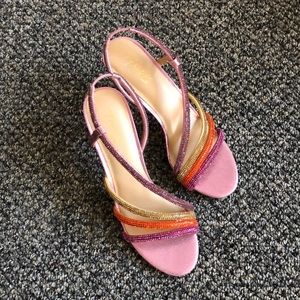 Elegant…multi color pink rhinestones slip on special occasions stilleto